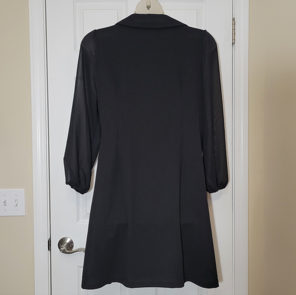 PatPat Black Double-Breasted Puff Sleeve Dress - Picture 15 of 16
